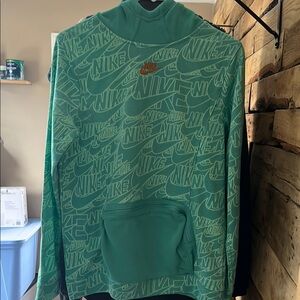 Nike Green Hoodie with Logo Pattern LAST CHANCE